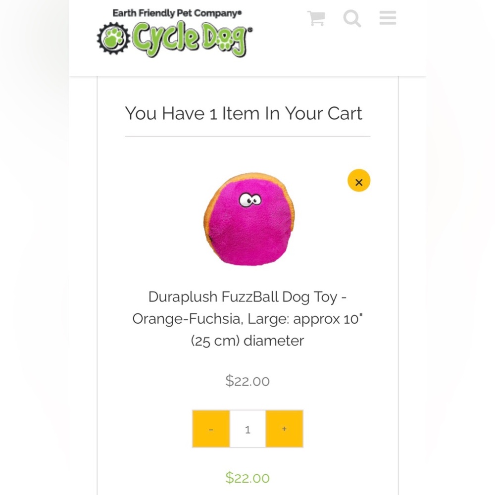 Cycle Dog Duraplush Fuzz Ball dog toy 10” - Picture 9 of 9